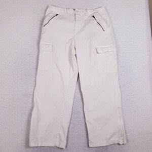 Rachel Paige Cargo Pants XL Wide Leg White Utility Gorpcore Ankle Zip